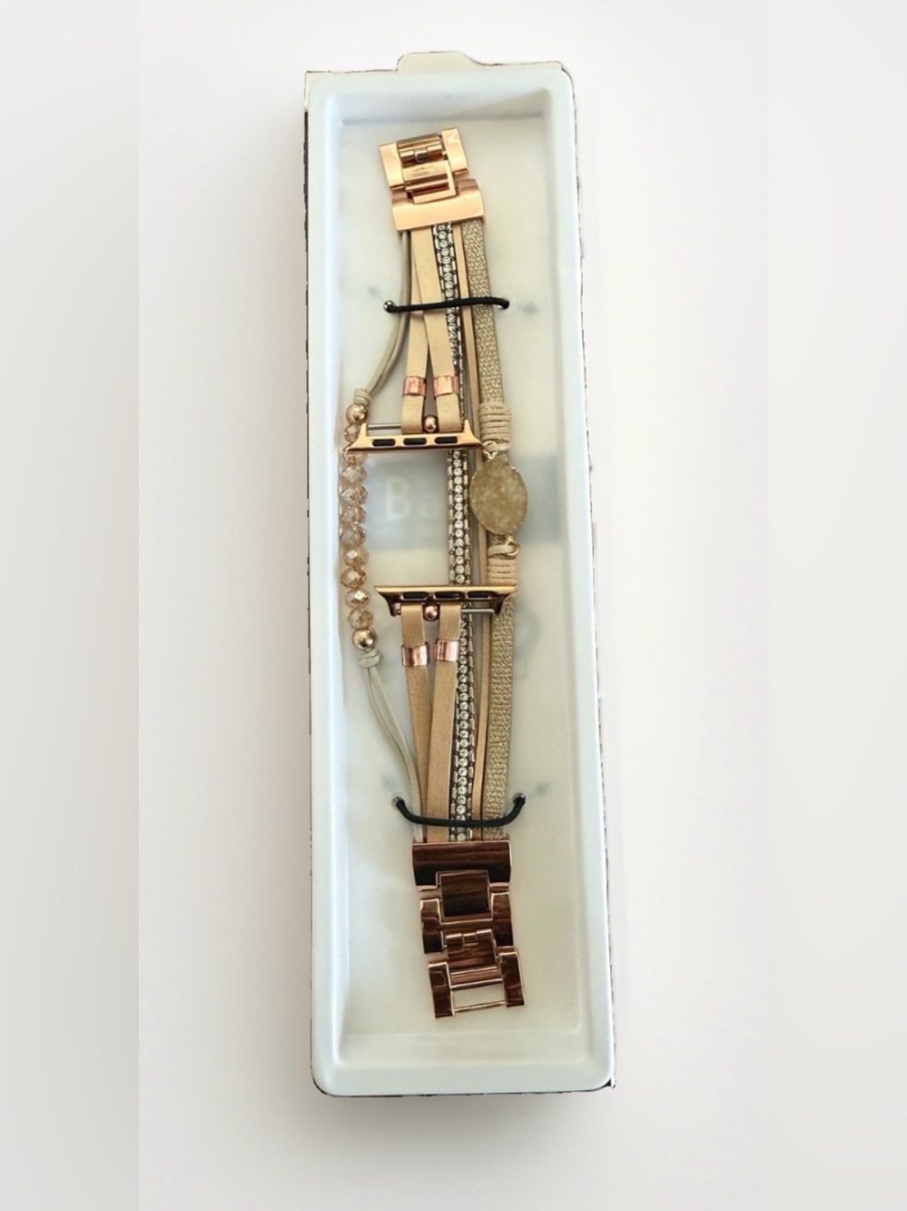 VISOOM Rose Gold Rhinestone Beaded Smart Watch Band